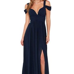COLD SHOULDER PLUNGE SPLIT SIDE RUCHED SLIP MAXI